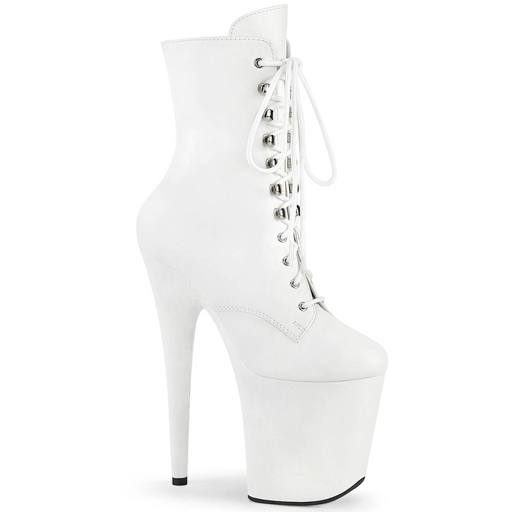 Pleaser - FLAMINGO-1020WR Plateau Laarzen, Paaldans schoenen - Wit
